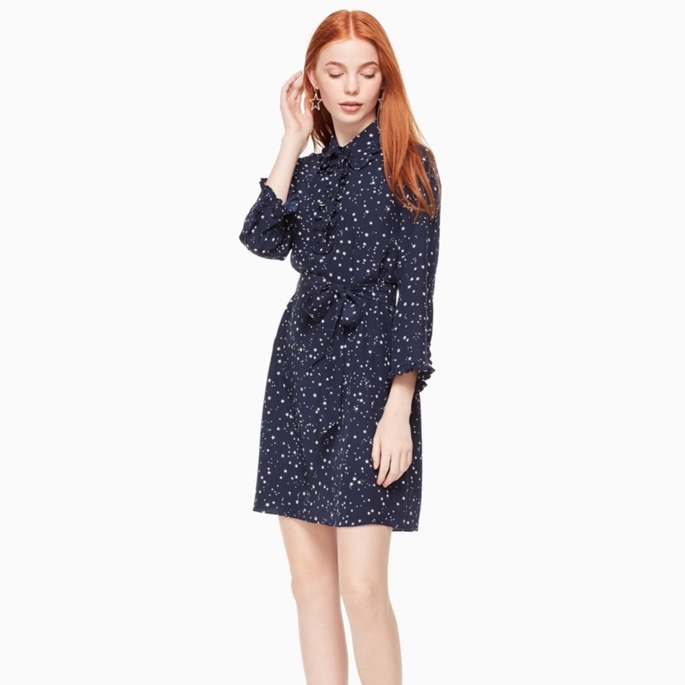 KATE SPADE Night Sky Silk Shirtdress - NJMU8139 - Sz XS